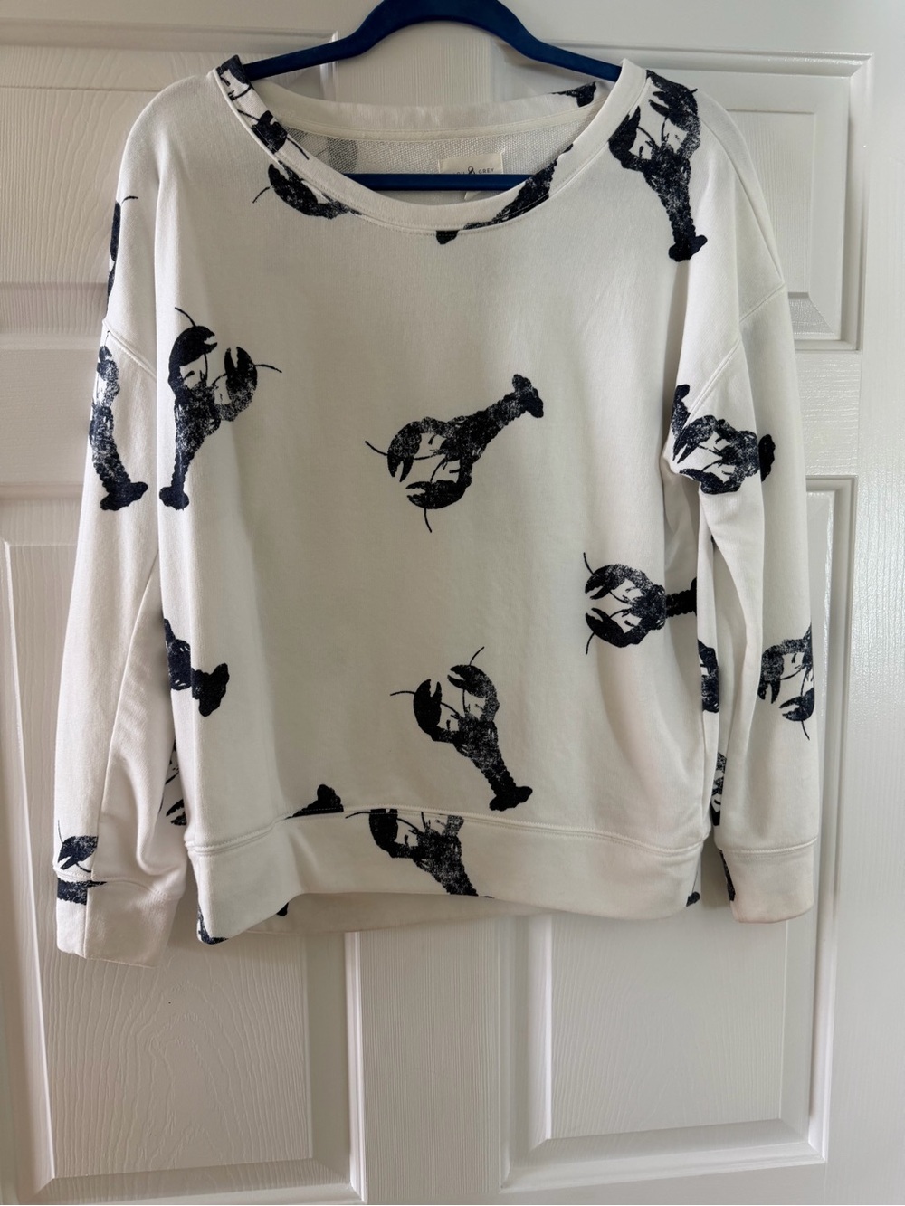 Lou & Grey White Crewneck with Navy Lobster Print